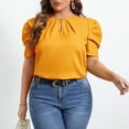 thumbnail image 7 of yillto Womens Plus Size Tops Dressy Casual Summer Chiffon Blouses Crew Neck Short Sleeve Pleated Shirts, 7 of 7