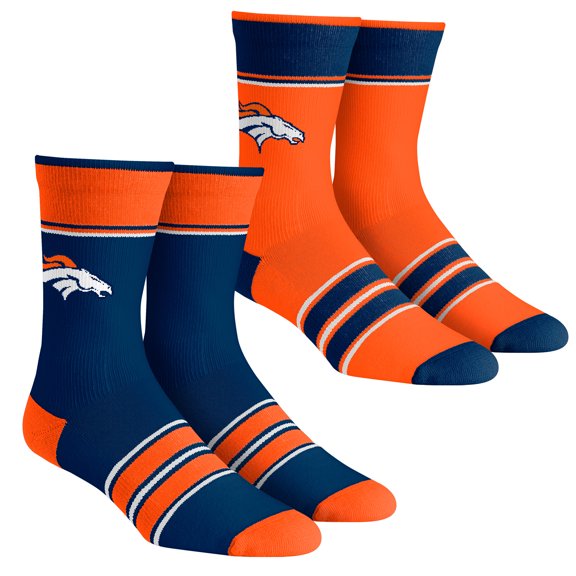 Unisex Rock Em Socks Denver Broncos Multi-Stripe 2-Pack Team Crew Sock Set