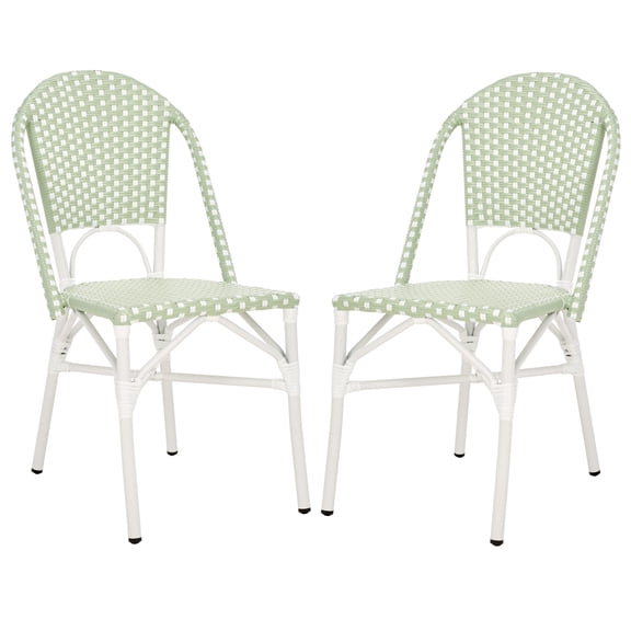 Safavieh Oliver Aluminum Outdoor Bistro Chair - Set of 2, Green/White