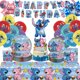 thumbnail image 2 of Linda vajilla para fiesta de cumpleaños de Lilo & Stitch, pancarta para pastel, bandera desechable para colgar, globos de Lilo & Stitch, decoración de cumpleaños, 2 of 4