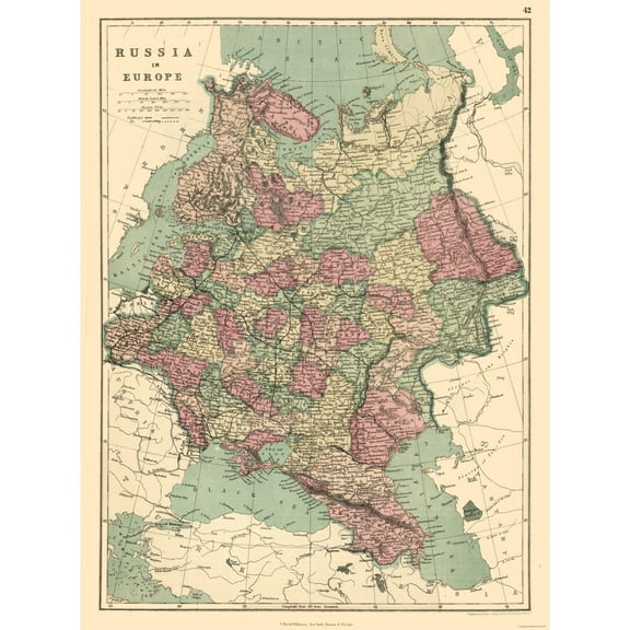 Historic Map - Russia European - Williams - Vintage Wall Art