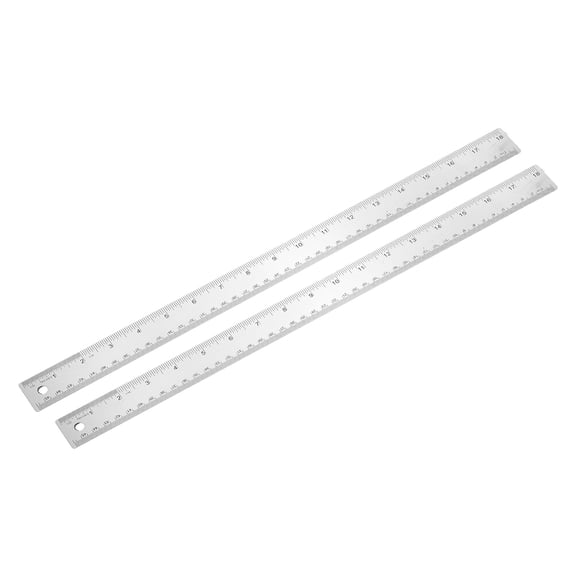 Uxcell 18 Inch Stainless Steel Straight Ruler, 2 Pcs Cork Backing Non Skid Metal Ruler Metric Measuring Tools for Office