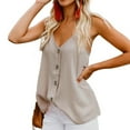 thumbnail image 4 of Babysbule Womens Tank Tops Womens Tops Solid Buttons V-Neck Sexy Vest Sling Camisole Sleeveless T-Shirt, 4 of 7