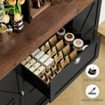 thumbnail image 3 of Homfa Coffee Bar Cabinet with Hutch, 47.2" W Kitchen Buffet Sideboard Cabinet with 3 Drawers & USB Power Station, Black, 3 of 7