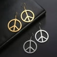 thumbnail image 3 of RSAMD Vintage Peace Sign Symbol Drop Earring For Women Geometric Round Stainless Steel-Gold Color, 3 of 7