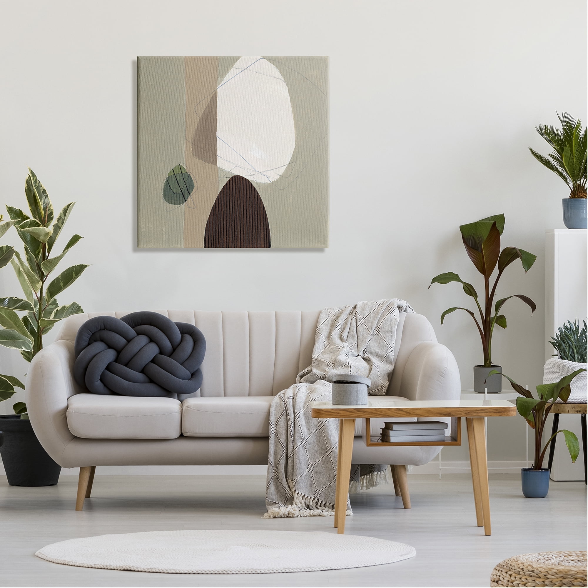 Stupell Industries Neutral Tone Soft Shapes Abstract Painting Gallery Wrapped Canvas Art Print Wall Art, 30 x 30