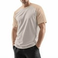 thumbnail image 3 of Godokuleh Mens Casual Slim Fit T Shirts Raglan Short Sleeve Crewneck Baseball Tees Color Block Workout Fashion Shirt Beige 2XL, 3 of 6