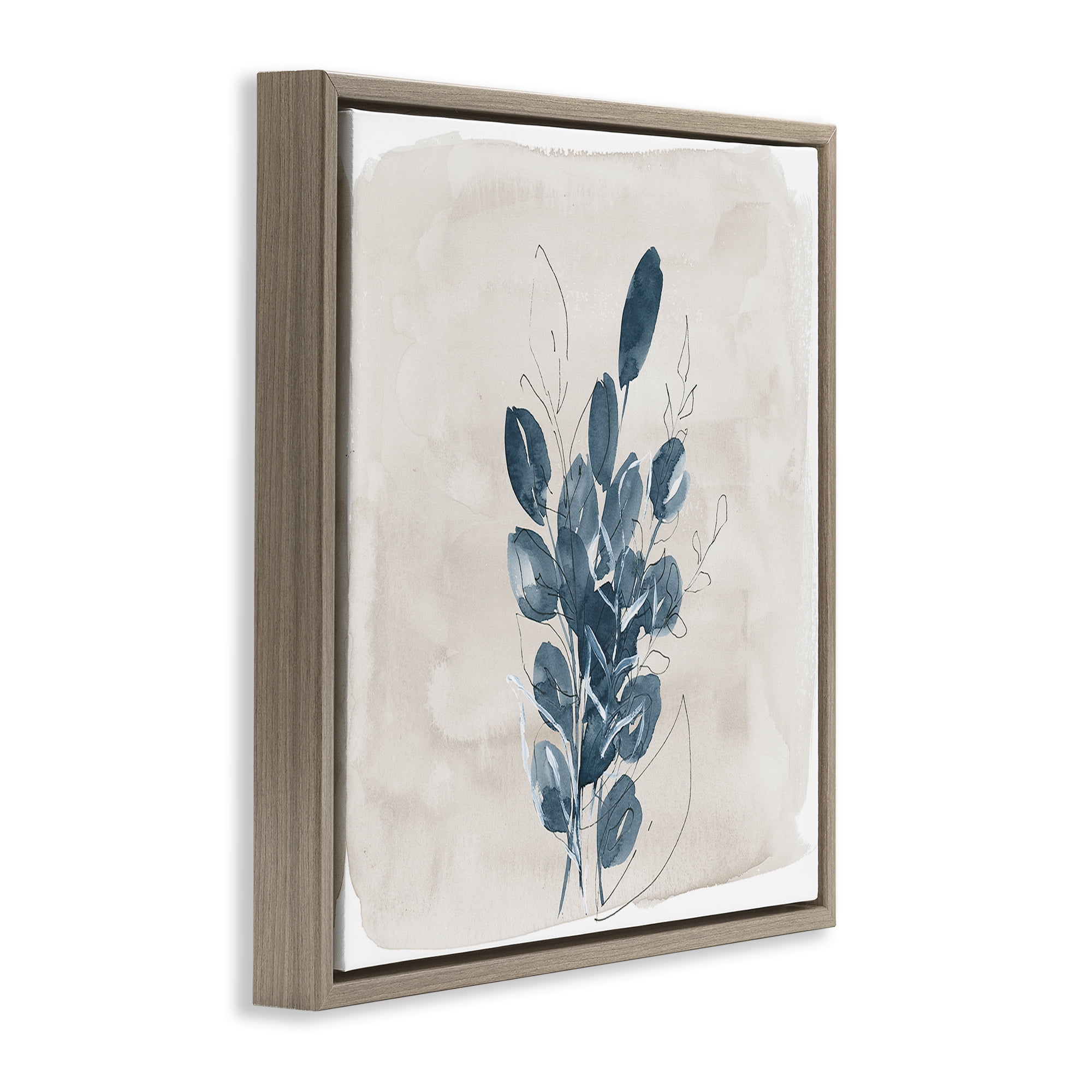 Stupell Industries Leaves In Summer Plants & Flowers Painting Brown Floater Framed Canvas Art Print Wall Art, 18 x 18