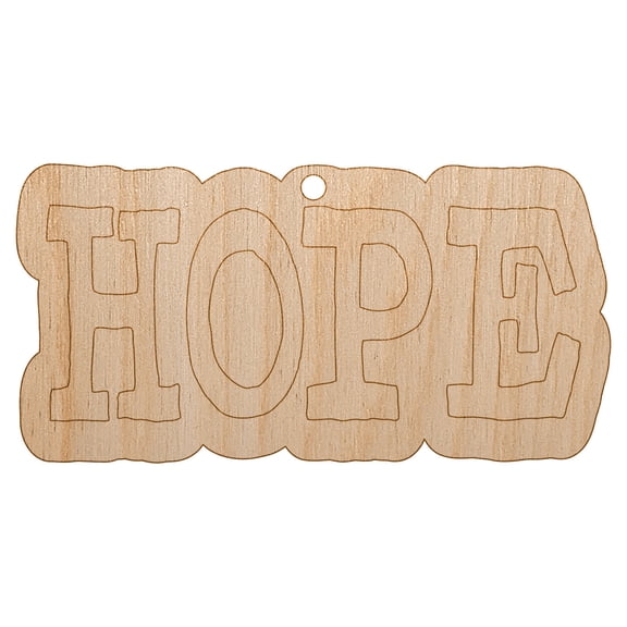 Hope Fun Text Wood Holiday Christmas Tree Ornament Unfinished DIY Pre-Drilled Craft