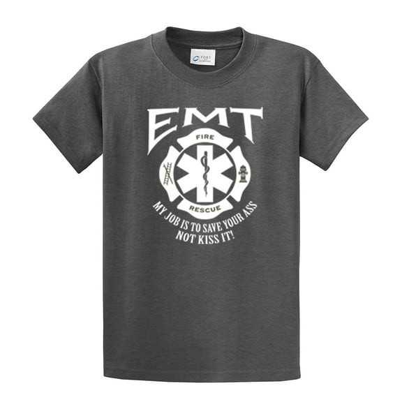 EMT Short Sleeve T-shirt My Job is to Save Your A$$ Not Kiss It-heathergray-4xl