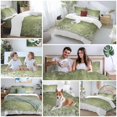 thumbnail image 5 of Green Snowflakes Comforter Set California King Size, Winter Xmas Green White Nature Snow Scene Soft Bedding Set for Man Woman, 4 Pieces Duvet Cover Set with Fitted Sheet, 2 Pillowcases, 5 of 9