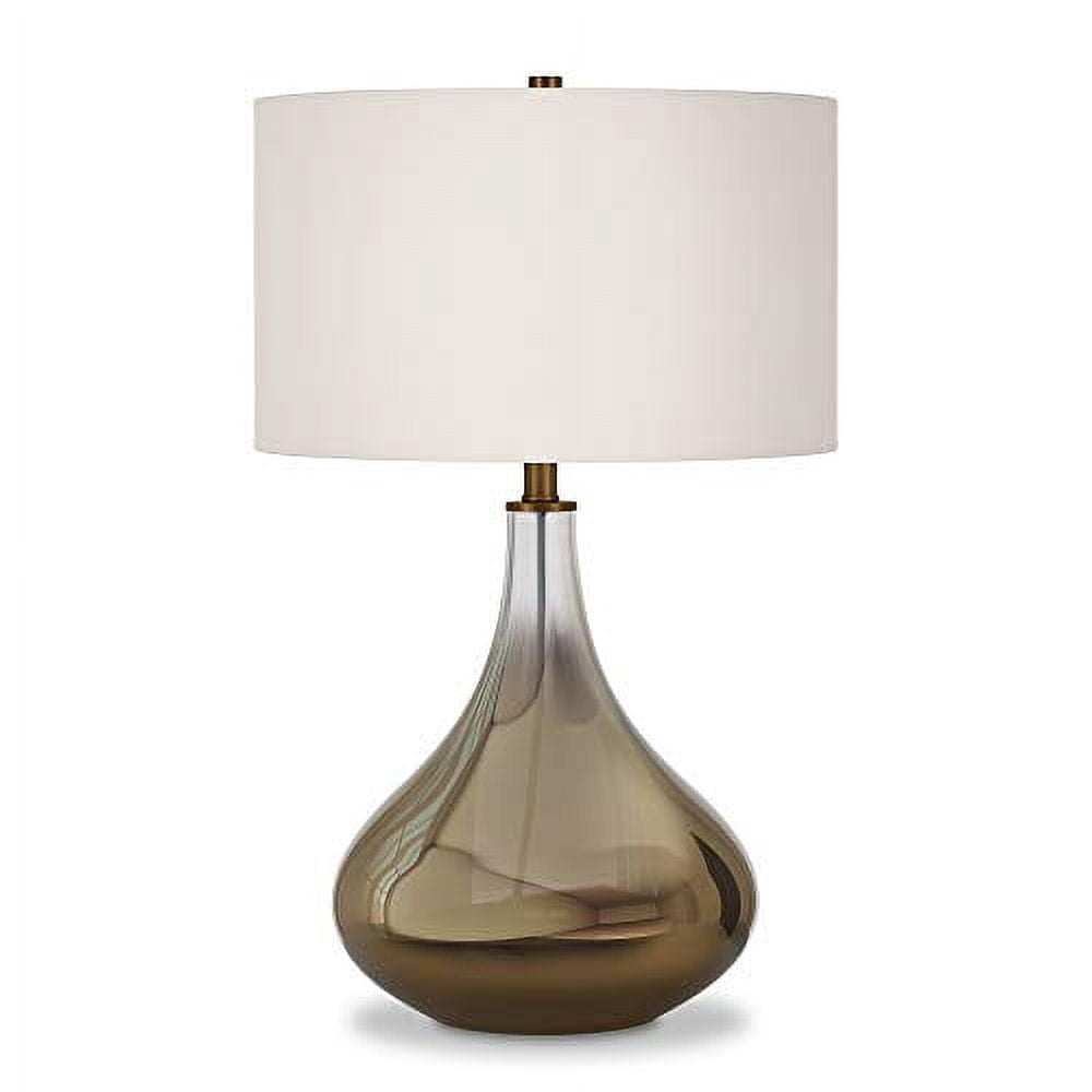 Evelyn&Zoe 25" Traditional Glass Table Lamp with White Drum Linen Shade