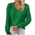 thumbnail image 2 of Sevevn Sweaters for Women Women's Fashion Casual New Winter Leisure Hollow-Out Long Sleeve Hook Loose V-Neck Bottom Knit Sweater Sales Today Clearance, 2 of 9