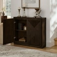thumbnail image 2 of CQSXDA Mid Century Modern V-Shape Storage Cabinet in Dark Walnut Finish - Narrow Buffet Cabinet for Living Room and Kitchen，Brown, 2 of 8