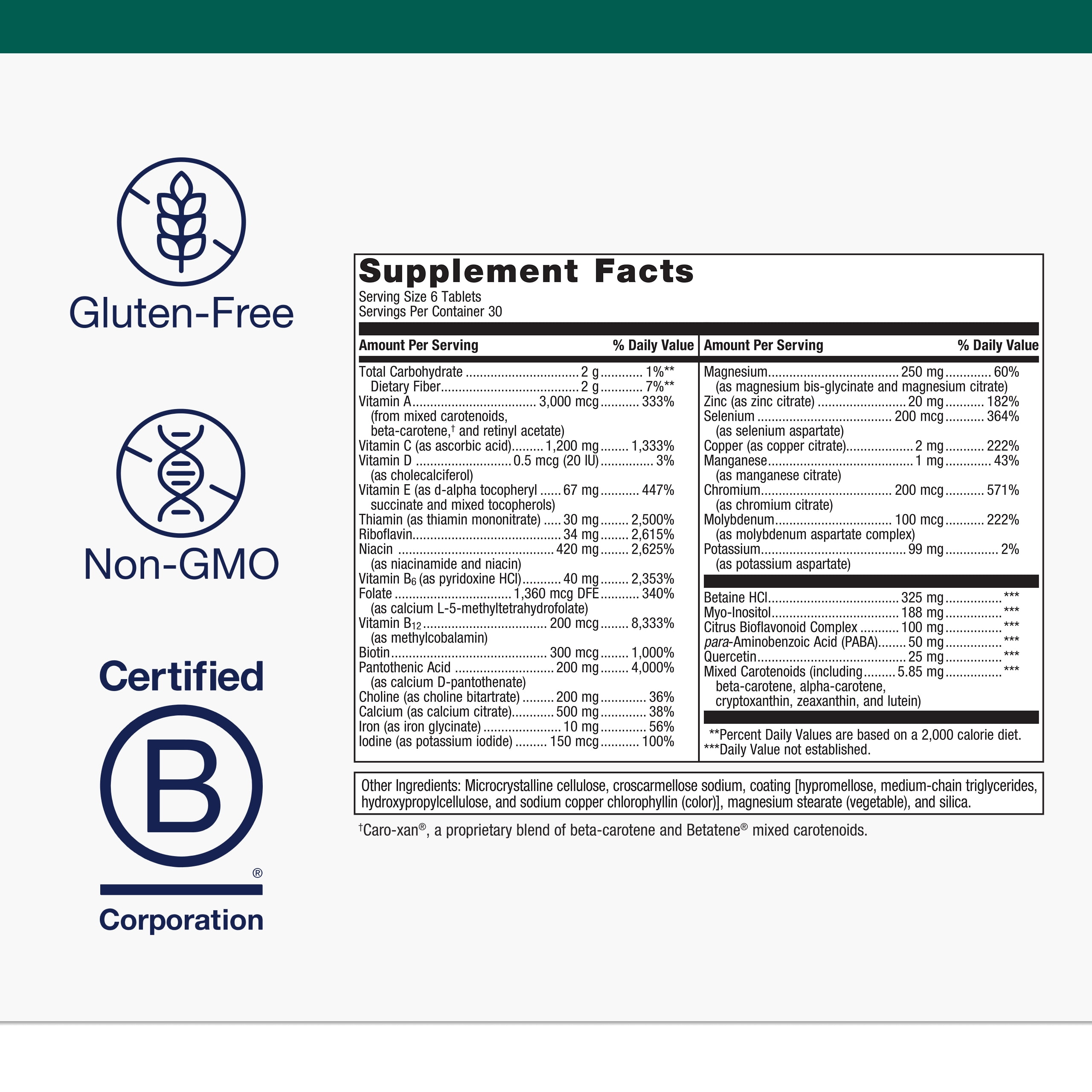 Metagenics Multigenics Multivitamin with Iron - Fast-Release Multivitamin & Multimineral Tablet - For Bone Health, Homocysteine Metabolism & Antioxidant Support* - Non-GMO & Gluten Free - 180 Tablets