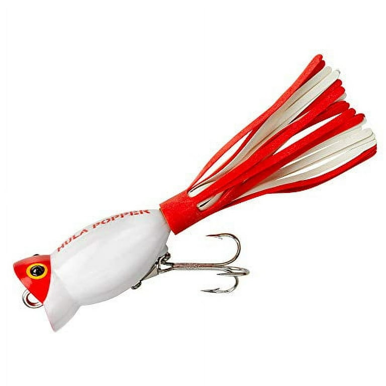 Arbogast Hula Popper 1/4 oz Fishing Lure - White/Red Head