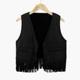 thumbnail image 4 of JIAYUE Tops for Boys Girls Western Denim Vest Fringe Hem Button Front Solid Color For Kids 3 12 Years Party Wear, 4 of 4