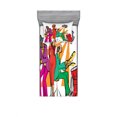 thumbnail image 2 of Music Bedding Set with Sheet & Covers, Jazz Band Playing on the Stage with Singer and Illustration of Neon Artwork Print, Printed Bedroom Decor 2 Shams, 4 Sizes, Multicolor, by Ambesonne, 2 of 3
