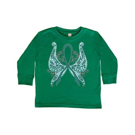

Inktastic Ovarian Cancer Awareness with Butterfly Ribbon Words Gift Toddler Boy or Toddler Girl Long Sleeve T-Shirt