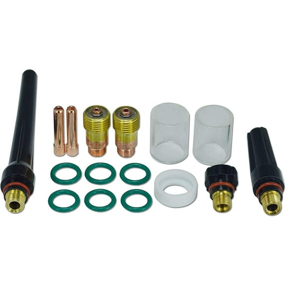 1.6mm 2.4mm TIG Gas Lens 10# Pyrex Cup Consumable Kit for WP SR 17 18 & 26 TIG Welding Torch,16pcs