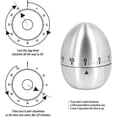 thumbnail image 6 of Runleader Kitchen Egg Timer Mechanical Timing Rotating Alarm 60 Minutes Stainless Steel Count-Down, 6 of 7