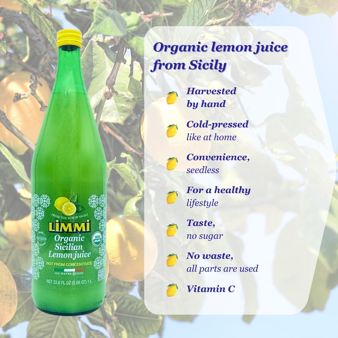 Limmi, Organic Sicilian Lemon Juice, 33.8 fl oz, Not from