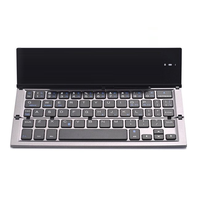 Teclado Plegable para Tableta Teclado Aleación Aluminio para IOS Windows Android (gris)