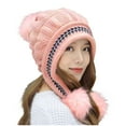 thumbnail image 2 of absanyy Women's Winter Acrylic Beanie with Ear Flaps & Fur Pom Pom - Pink, Free Size - Warm for Daily Commute & Outdoor Activities, 2 of 4