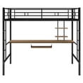 thumbnail image 4 of Euroco Modern Twin Loft Bed, Heavy Duty Bed with Rustic Wood Desk and Keyboard Tray for Kids Teens, Metal Bed, 4 of 11