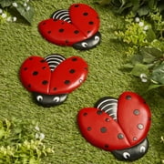 Ladybug Stepping Stones for Gardens and Outdoor Flower Beds - Set of 3