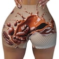thumbnail image 2 of Rateoe Coffee Beans Chocolate Splash Printed Power Workout Shorts for Women Tummy Control Squat Proof Ribbed Thick Seamless Scrunch Active Short-Large, 2 of 8
