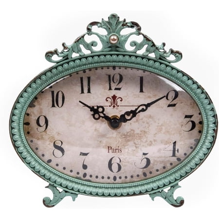 Green Antiqued Pewter Mantel Clock