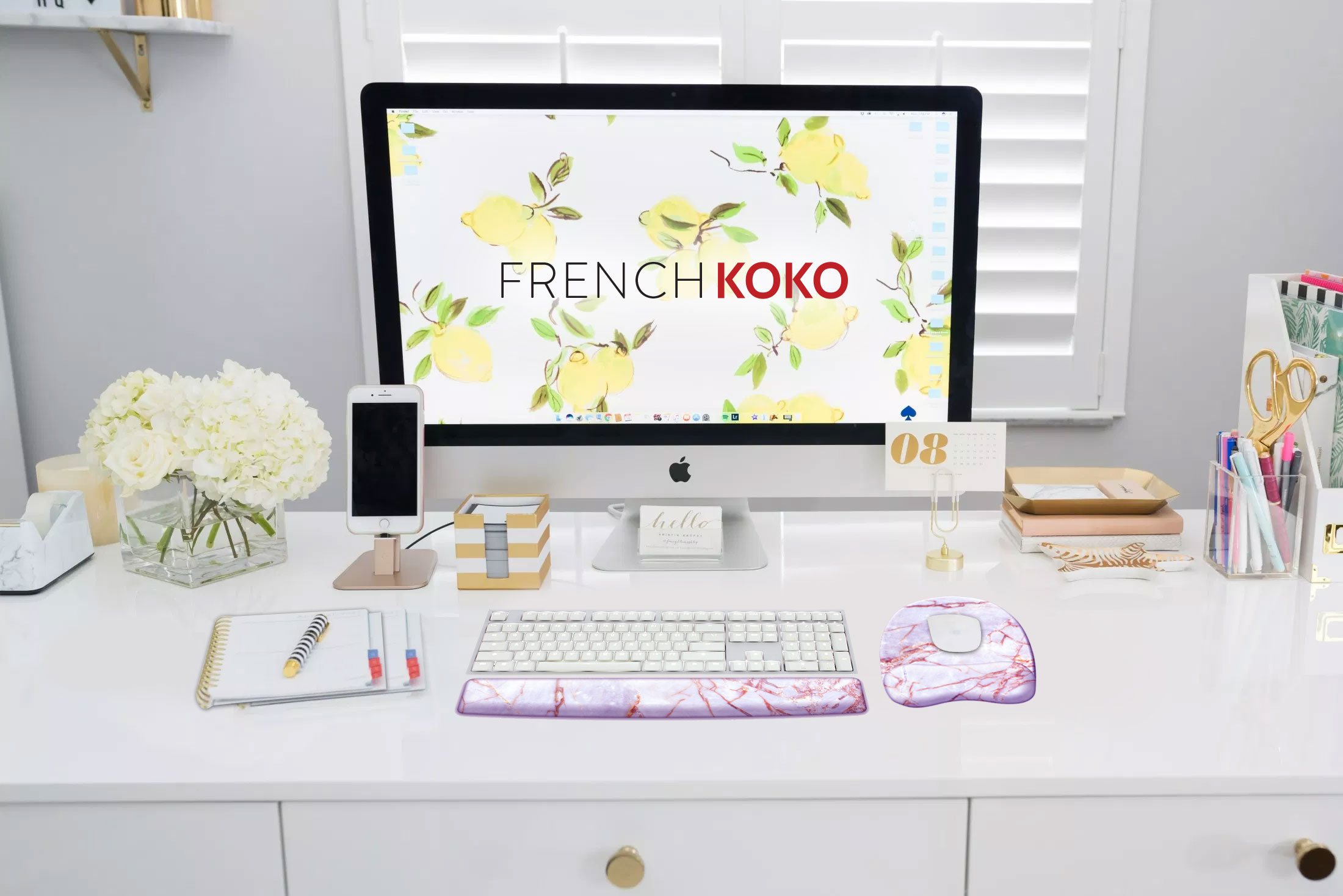 French Koko Mouse Pad & Keyboard Pad with Wrist Support, Non Slip Comfortable Pretty Mousepad with Gel Support Desktop Laptop Mouse Pad Rest Memory Foam for Easy Mouse Movement Cute Electronics - image 5 of 5