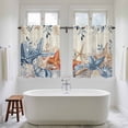 thumbnail image 4 of Blue Coastal Kitchen Curtains 45 Inch Length, Summer Beach Starfish Weeping Eucalyptus Retro Tiers Curtains for Bathroom Bedroom Cafe, Light Filtering Small Window Treatment Drapes 2 Panels 42"Wx45"L, 4 of 8