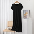 thumbnail image 2 of Feancey Womens Modal Nightgowns Summer Short Sleeve Thin Sleep Dress Soft Cozy Long Nightgown Solid Color Homewear Pajama Dresses Black L, 2 of 6