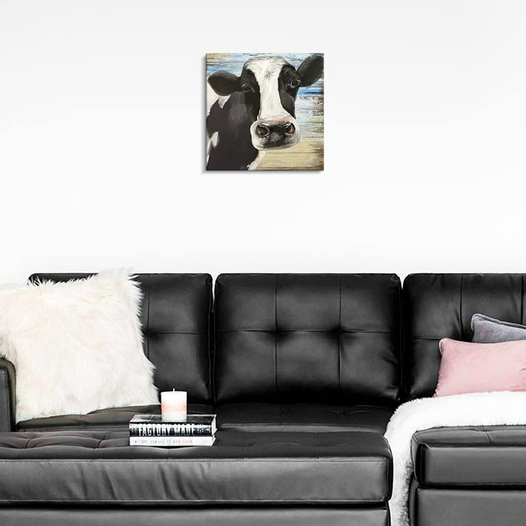 Cow Face 12x12 Canvas Print Hanging Wall Art Decor for Farmhouse