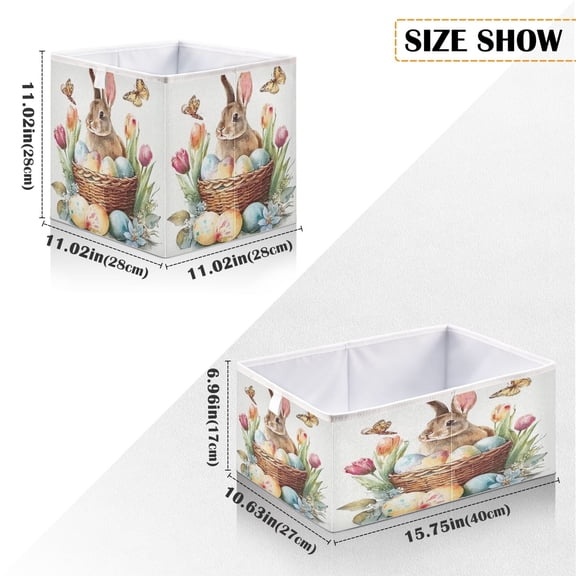Iauyy Foldable Home Closet Storage Bins - Waterproof 300D Oxford Cube Baskets with Handles for Clothing Storage Books, The Basket Of Tulips