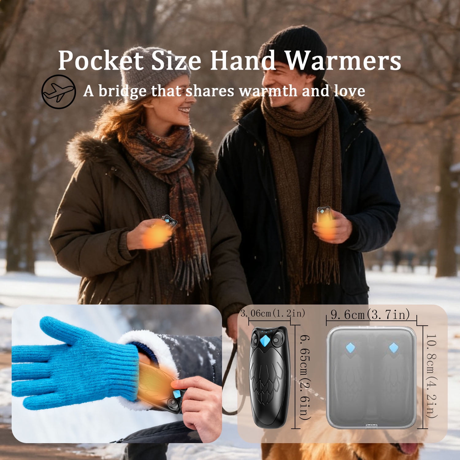 60Hrs heat  rechargeable hand warmers & case! 1s instant warmth, 3 settings, & magnetic design. Ideal for hiking, skiing