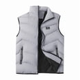 thumbnail image 5 of COSFO Gray Mens Puffer Vests Casual Zip Up Jacket Warm Stand Colla Loose Fit Sleeveless Cotton Jackets for Men, 5 of 5