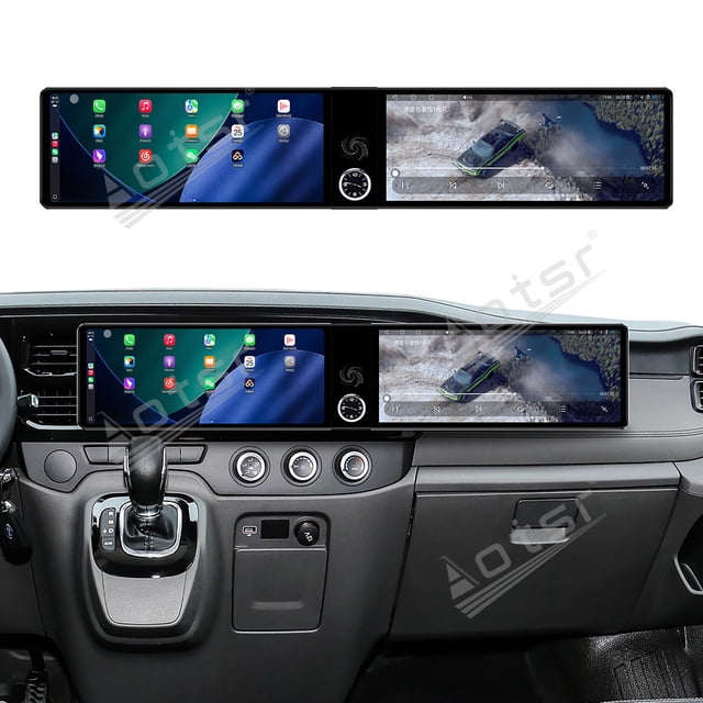 Aotsr Double Écran 12,3 Pouces Radio de Voiture pour Ford Transit Pro 2021-2026 Android Navigation GPS Lecteur Vidéo Multimédia Récepteur Stéréo Unité Principale