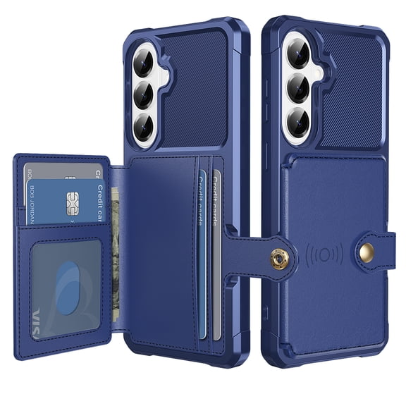 TECH CIRCLE for Samsung Galaxy A57 5G Case with Card Holder, Compatible with Magnetic Car Mount, Heavy Duty Shockproof Soft TPU Back Leather Flip Wallet Phone Cover,Darkblue