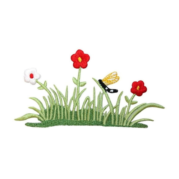 ID 6937 Garden Flower Bush Patch Spring Nature Shrub Embroidered IronOn Applique