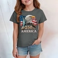 thumbnail image 2 of mgoYE Girls Boys American Flag Shirts USA Flag Stars Stripes Graphic Blouse Patriotic Shirt 4th of July T Shirt Summer Tops Tee(Grey,3-4 Years), 2 of 5