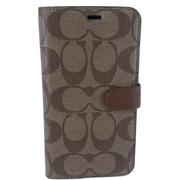 Coach iPhone XR Phone Folio Case in Signature Print Canvas Khaki