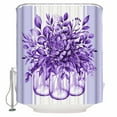 thumbnail image 2 of Eucalyptus Purple Bathroom Curtain 72 Inch Shower Curtain with Hooks, Stripes Bottle Flower Cactus Plant Waterproof Polyester Bath Curtain Washable Bathtub Curtain 60''x 72'', 2 of 6
