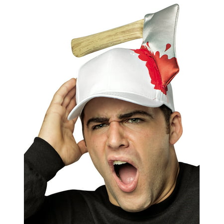 Bloody Axe In Head Hat Scary Movie White Hat With Blood Adult Costume Hat