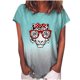 thumbnail image 1 of Camiseta de manga corta con estampado de cuello redondo para mujer, blusa suelta informal, Tops Fridja  gope4820, 1 of 5