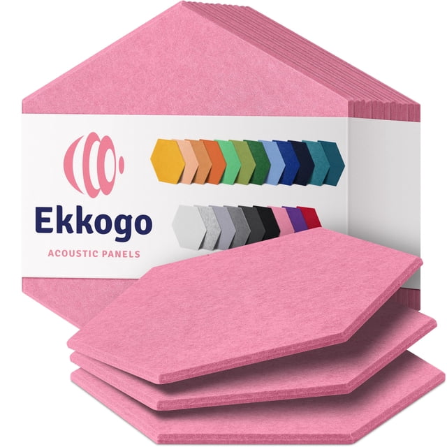 Paneles acústicos Ekkogo de pared insonorizados, paquete de 12 unidades, 35,56 x 30,73 x 1 cm