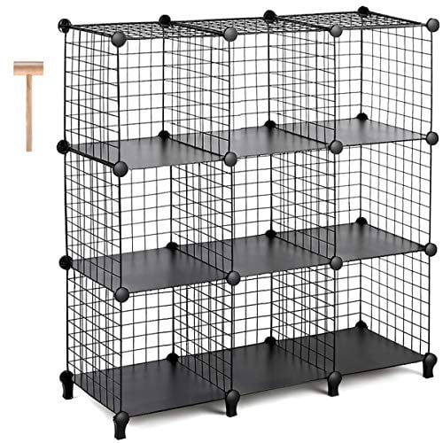 Tomcare Cube Storage 9 Metal Wire, Grid Wire Modular Shelving And Storage Cubes