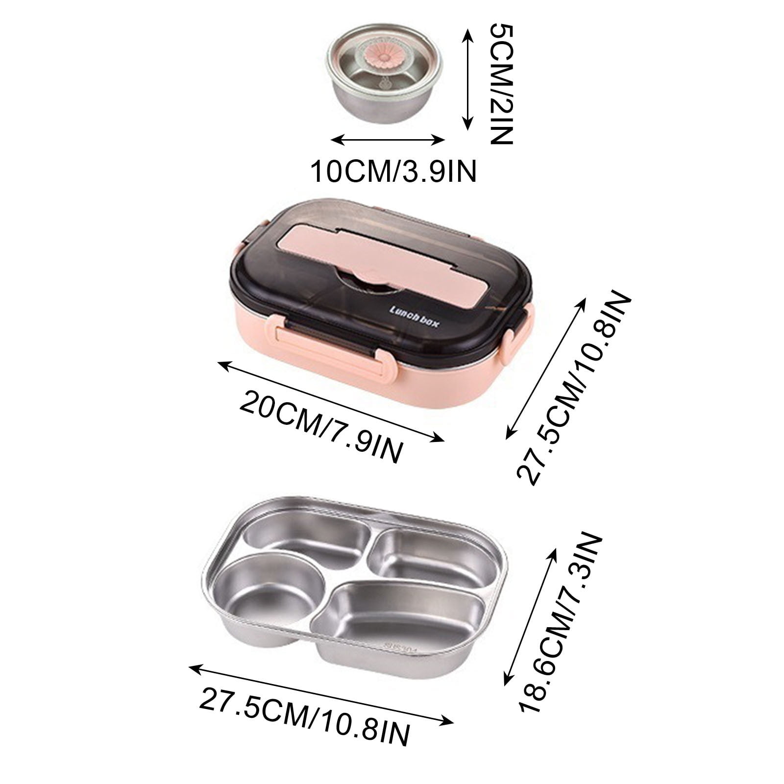 Under $5,Adults Bento Box,Bento Box Adult Lunch Box,BPA Free Food Storage Container,Thermal Insulation Bento 4 Grids